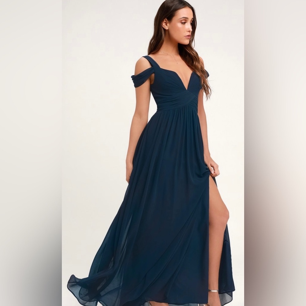 *NEW* Lulus Ocean of Elegance Maxi Dress Navy Blue